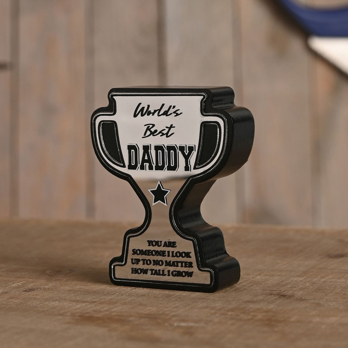 World's Best Daddy Wooden Trophy Plaque - Silver & Black