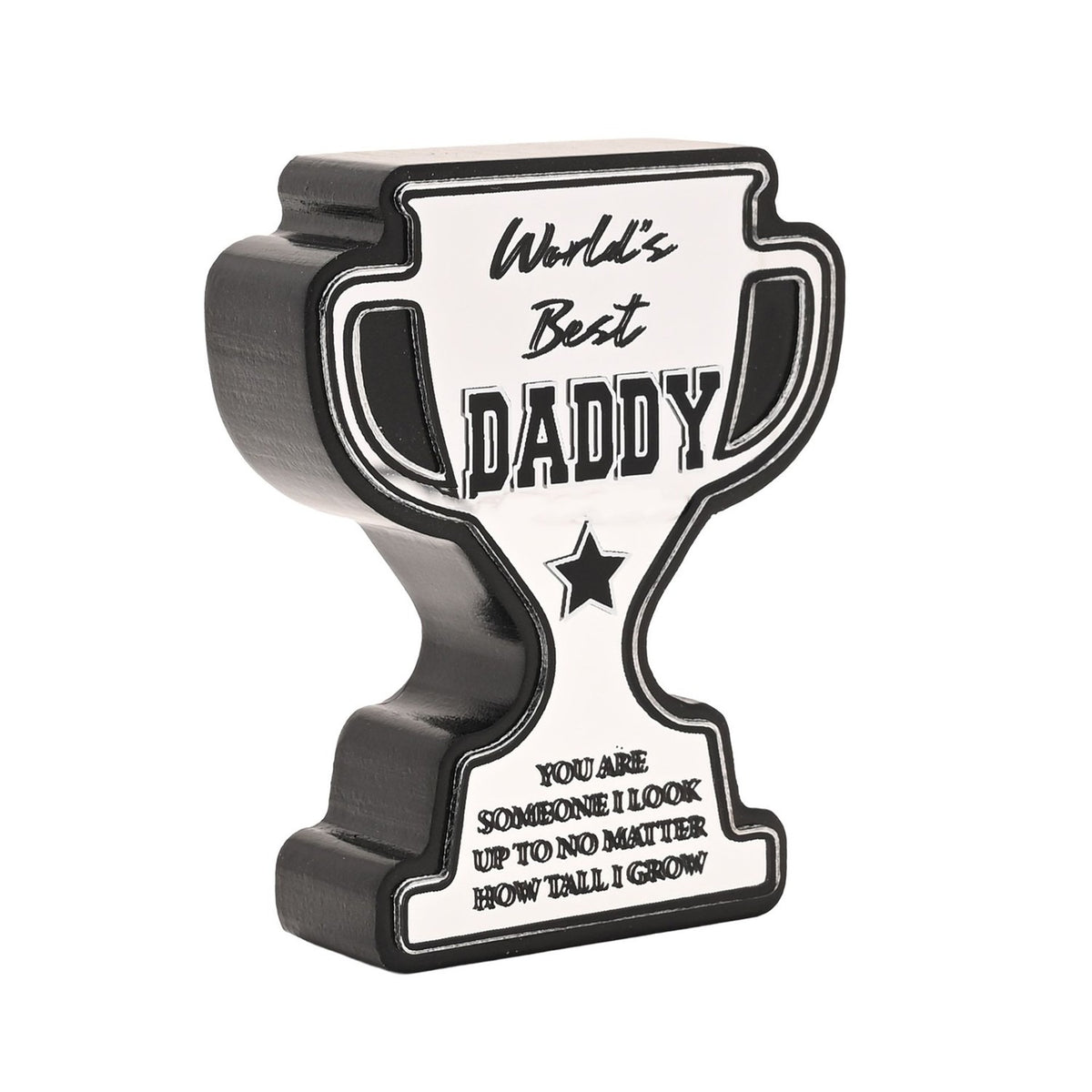 World's Best Daddy Wooden Trophy Plaque - Silver & Black