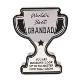 World's Best Grandad Trophy Wooden Plaque - Silver & Black