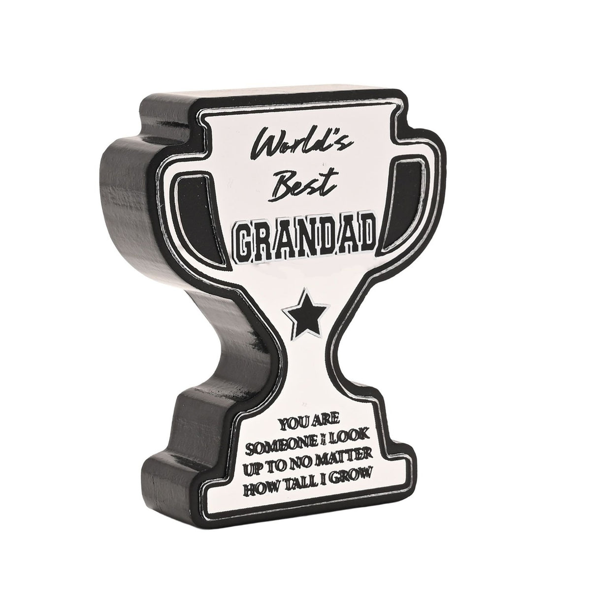 World's Best Grandad Trophy Wooden Plaque - Silver & Black