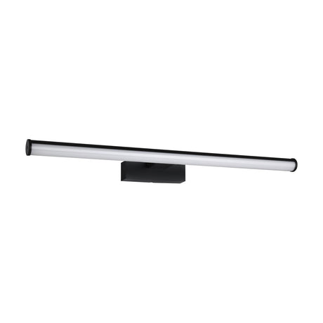 Wenelle LED Bathroom Wall Light, a 60cm black bar fixture with white plastic diffuser and black end caps on a rectangular wall bracket, shown on a plain white background.