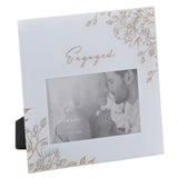 Engaged Gold Glitter Floral Glass Photo Frame 6 x 4in - Grey