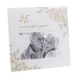 25 Wonderful Years Gold Floral Glass Photo Frame 6 x 4in - Grey