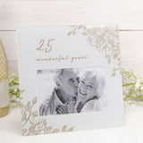 25 Wonderful Years Gold Floral Glass Photo Frame 6 x 4in - Grey