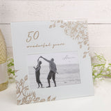 50 Wonderful Years Gold Floral Glass Photo Frame 6 x 4in - Grey