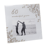 60 Wonderful Years Gold Floral Glass Photo Frame 6 x 4in - Grey