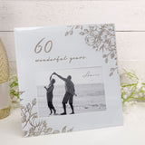 60 Wonderful Years Gold Floral Glass Photo Frame 6 x 4in - Grey