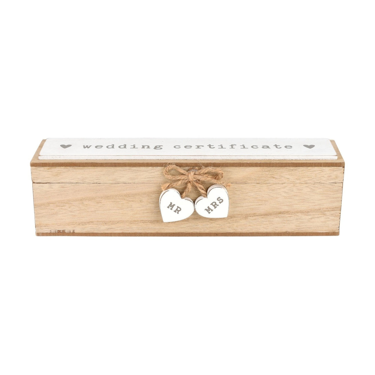 Heart Wedding Certificate Holder Wooden Keepsake Box - Brown
