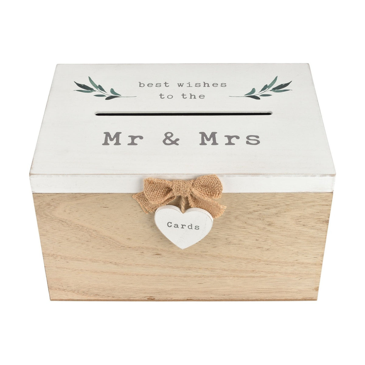Best Wishes to the Mr & Mrs Wooden Card Storage Box - Brown