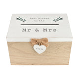 Best Wishes to the Mr & Mrs Wooden Card Storage Box - Brown