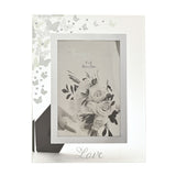 Glitter Butterfly Freestanding Glass Photo Frame - White