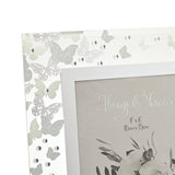 Glitter Butterfly Freestanding Glass Photo Frame - White