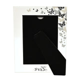 Glitter Butterfly Freestanding Glass Photo Frame - White