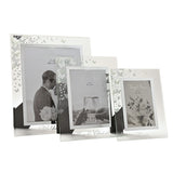 Glitter Butterfly Freestanding Glass Photo Frame - White