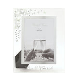 Glitter Butterfly Freestanding Glass Photo Frame - White