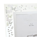 Glitter Butterfly Freestanding Glass Photo Frame - White