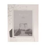 Glitter Butterfly Freestanding Glass Photo Frame - White