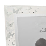 Glitter Butterfly Freestanding Glass Photo Frame - White