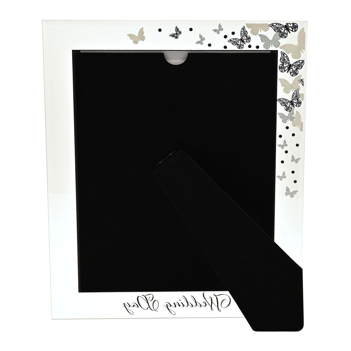 Glitter Butterfly Freestanding Glass Photo Frame - White
