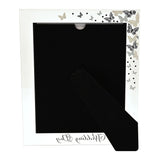 Glitter Butterfly Freestanding Glass Photo Frame - White