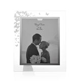 Glitter Butterfly Freestanding Glass Photo Frame - White