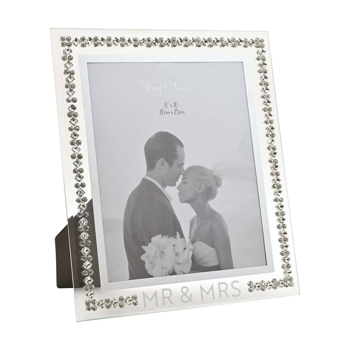 Crystal Border Glass Photo Frame 10 x 8in - Clear & Silver