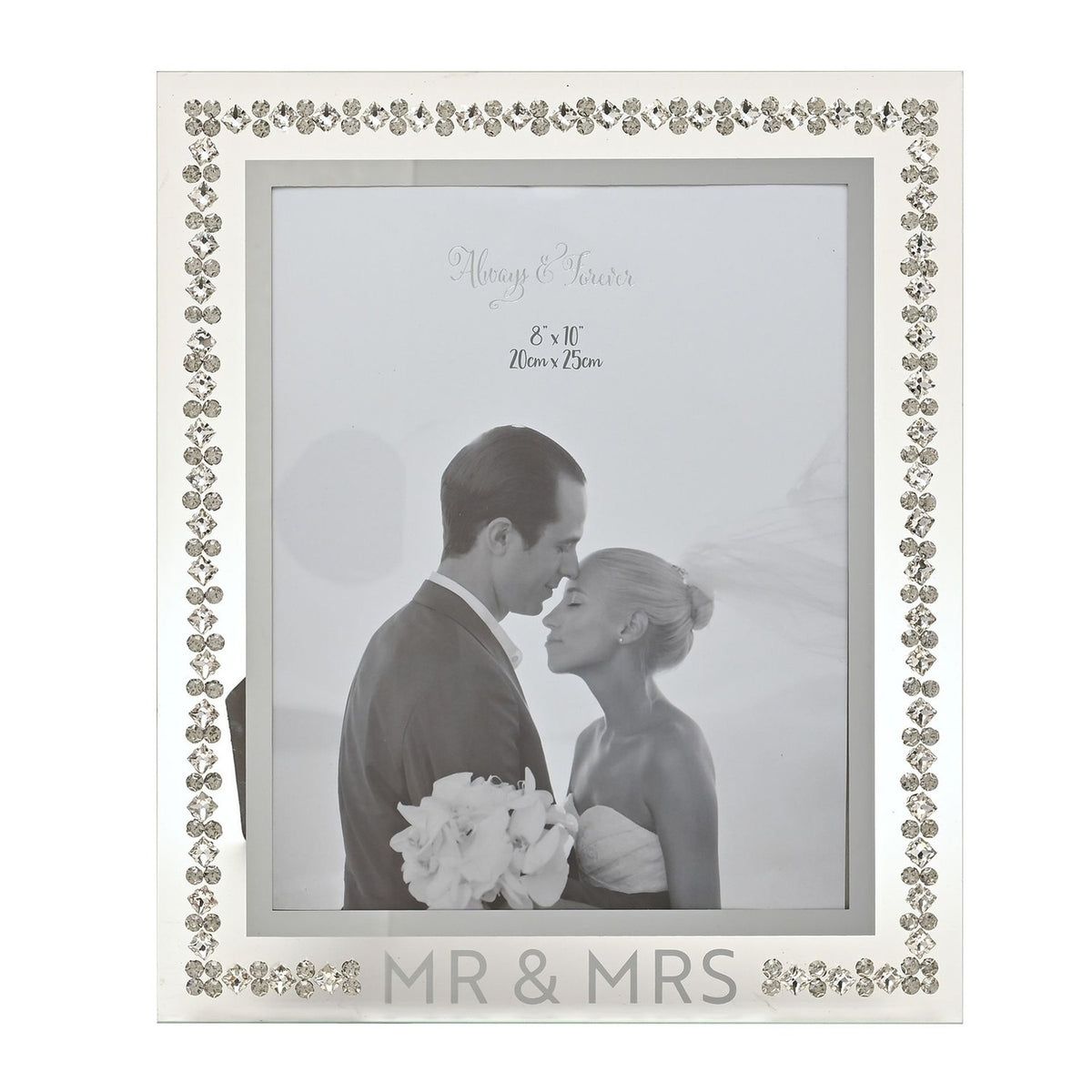 Crystal Border Glass Photo Frame 10 x 8in - Clear & Silver