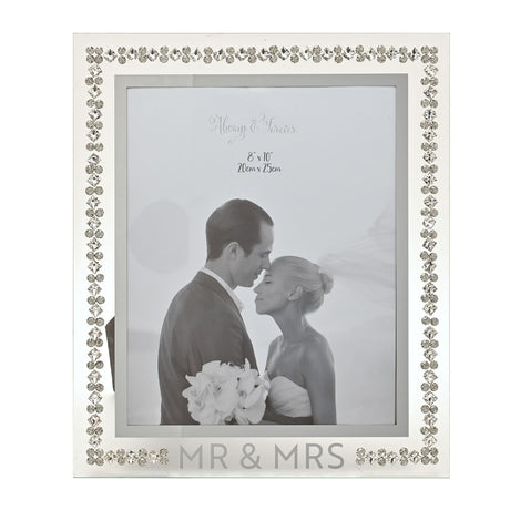 Crystal Border Glass Photo Frame 10 x 8in - Clear & Silver