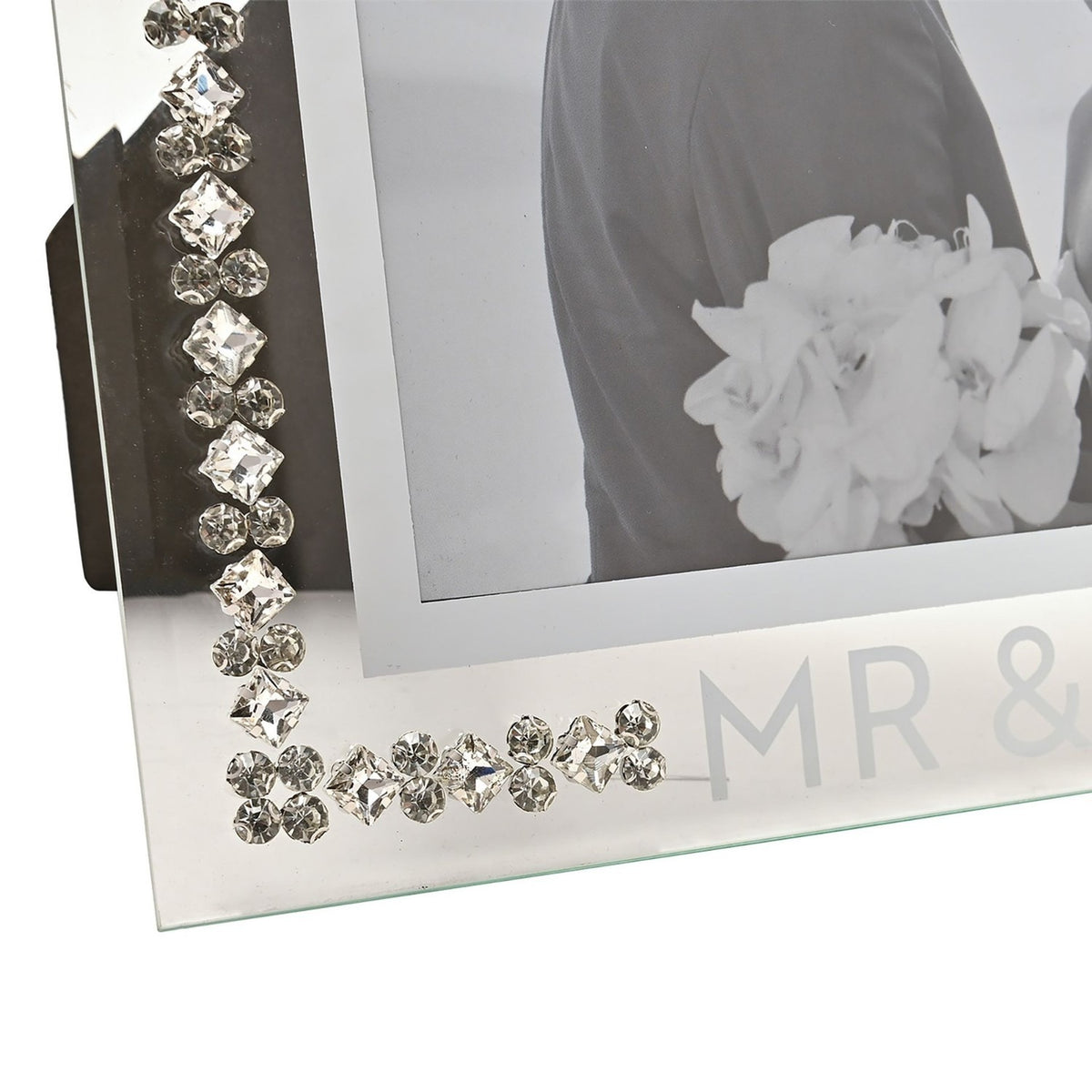 Crystal Border Glass Photo Frame 10 x 8in - Clear & Silver