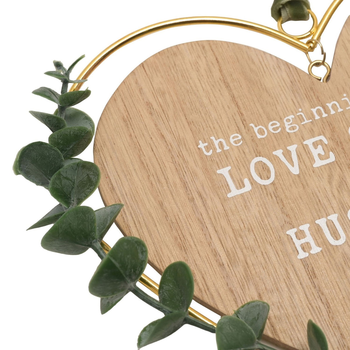 'Husband & Wife' Hanging Heart Plaque with Leaves - Brown