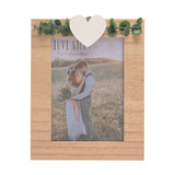 Rustic Photo Frame with Heart and Leaves 7 x 5in - Brown