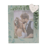 Mr & Mrs Heart Photo Frame with Faux Leaves 7 x 5in - Green