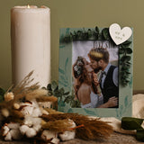 Mr & Mrs Heart Photo Frame with Faux Leaves 7 x 5in - Green