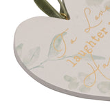 Happily Ever After Leaf Print Hanging Heart Plaque - White