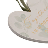 'Together' Foliage Hanging Heart Plaque with Ribbon - White