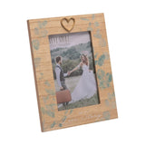 Love Story Leaf Print Wooden Photo Frame 6 x 4in - Brown