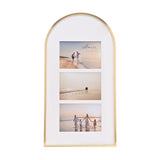 Arched Triple Collage Metal Photo Frame 6 x 4in - White & Gold