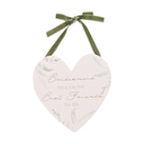 Bridesmaid Best Friends Hanging Wooden Heart Plaque - White