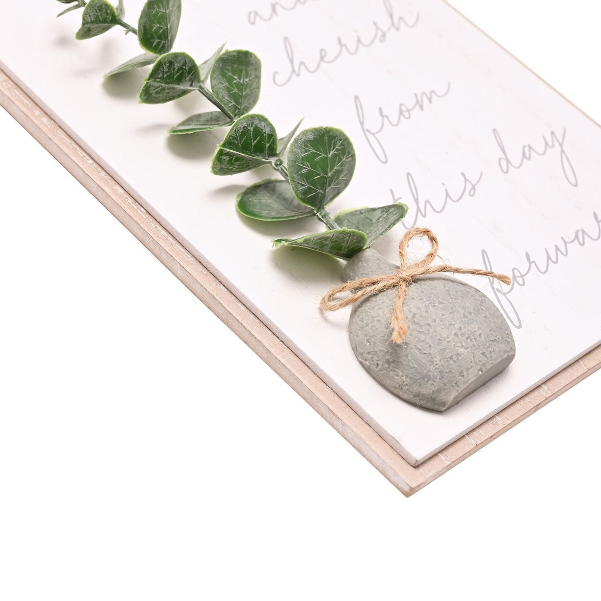 Mr & Mrs Eucalyptus and Pebble Hanging Wooden Plaque - White