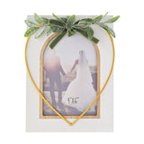 Foliage Photo Frame with Gold Metal Heart 6 x 4in - White