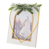 Foliage Photo Frame with Gold Metal Heart 6 x 4in - White