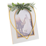 Foliage Photo Frame with Gold Metal Heart 6 x 4in - White