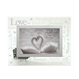 Love 3D Word Glitter Heart Glass Photo Frame 6 x 4in - Clear