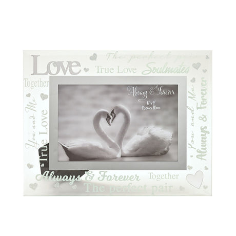 Love 3D Word Glitter Heart Glass Photo Frame 6 x 4in - Clear