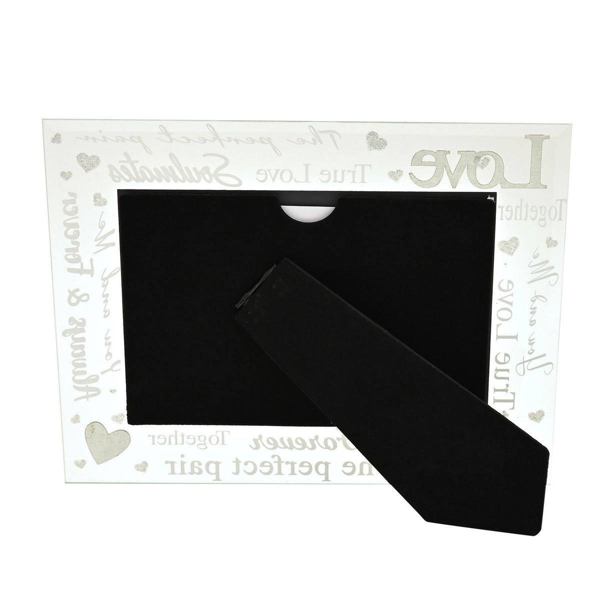 Love 3D Word Glitter Heart Glass Photo Frame 6 x 4in - Clear