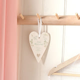Just Married Ceramic Heart Hanging Decoration 12.7cm - White