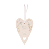 Mr & Mrs Ceramic Heart Hanging Decoration 12.7cm - White