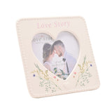 Floral Heart Ceramic Photo Frame 4 x 4in - White & Black