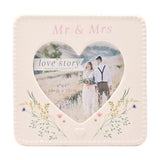 Mr & Mrs Floral Ceramic Photo Frame 4 x 4in - White & Black