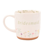 Bridesmaid Floral Ceramic Mug with Leaf Rim 340ml - White